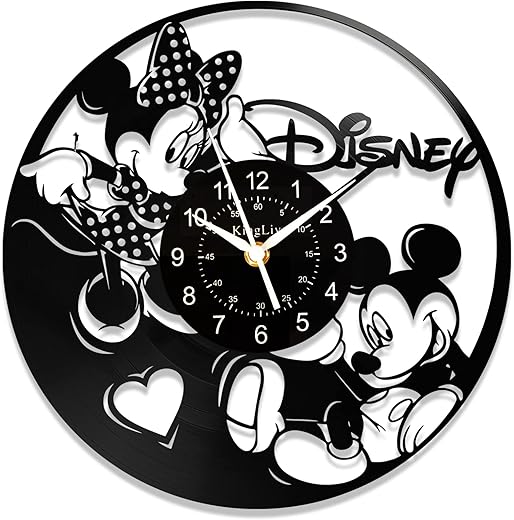 Mouse Wall Clock, Cartoon Movie Mick Vinyl Record Clock 12 Inch Round Classic Minni Decor Mouse Silent Clocks Black, Home Decor Gifts to Kids Wife Girlfriend