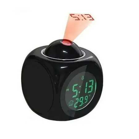 Multifunctional Projection Alarm Clock with LED Voice Talking Function Digital Alarm Clock 12 /24 Hour With Snooze Hourly Chime (Black)