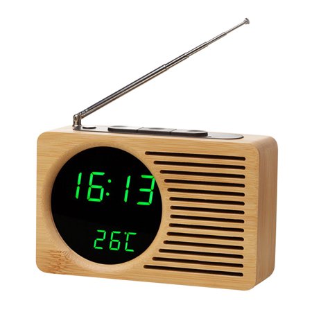 Multifunctional Retro Bedside Radio Wood Alarm Clock High Definition Large Screen Digital Display Clock Radio