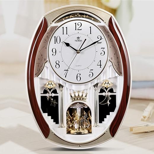 Musical Motion Wall Clock with Rotating Pendulum, Decorative Wall Clock with 18 Melodies.