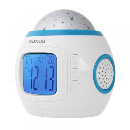 Music Projector Alarm Clock, Kids Music Alarm Clock,LED Star Sky Projection Lamp Digital Alarm Clock,Calendar Thermometer(Battery is NOT Included)