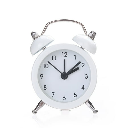 MuYan Alarm Clock Pocket Mini Metal Digital Alarm Clock,for bedrooms Student Solid Color Twin Bell Silent Alarm Clock,with night light