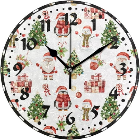 Myst Design Cute Santa Claus Wall Clock, Silent Non Ticking 10 Inch Battery Operated Wall Clocks, Easy to Read Clock for Home Kitchen Living Room Bathroom Office Decor