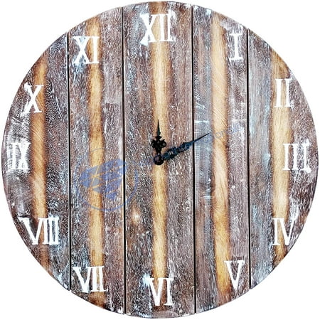 Nagina International Antique Weathered Roman Wood Crafted Clock | Maritime Vintage Wall Decor Gift (12 Inches)