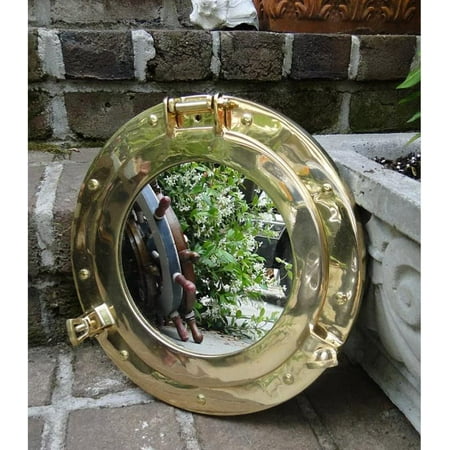 Nagina International Extra Large Porthole Mirror Solid Brass Construction with a Gorgeous Satin Silver Chrome Finish (12 Inches)