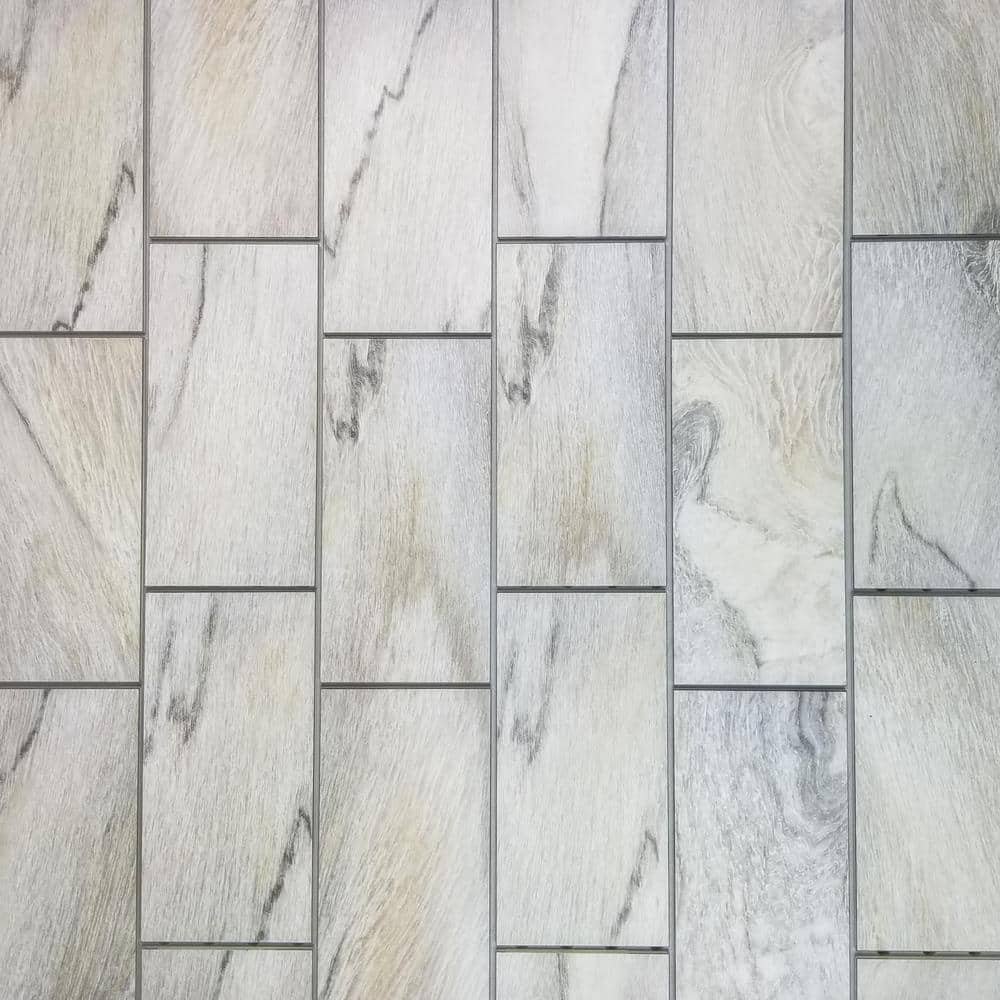 Nature Beige 4 in. x 8 in. Wood Look Glass Subway Wall...