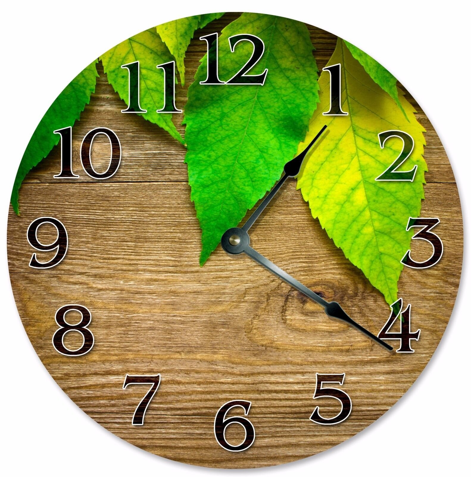 NATURE GREEN LEAVES Clock - Large 10.5" Wall Clock - 2263