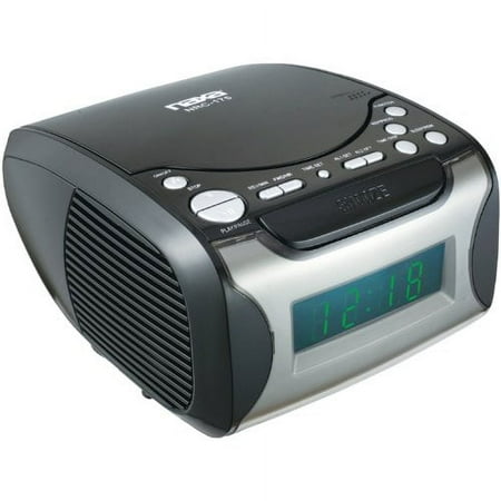 NAXA Electronics NRC-175 Digital Alarm Clock Tuning AM/FM Radio and CD Player - Black Lacquer