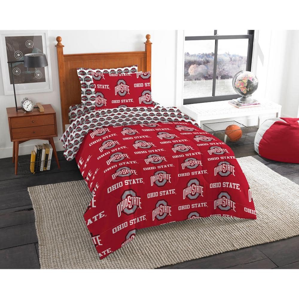 NCAA Multi-Color Rotary Ohio State 5-Piece Twin Bed in Bag Set