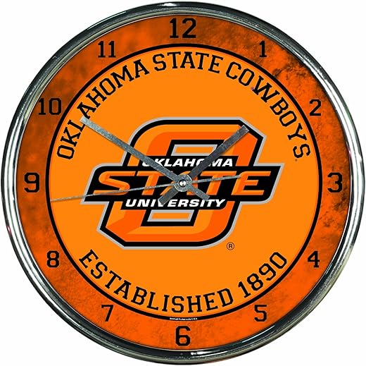 NCAA Oklahoma State Cowboys Chrome Clock