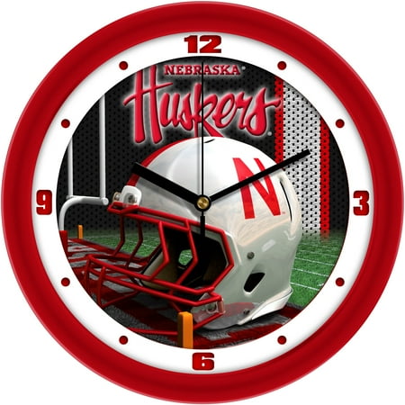 Nebraska Huskers 11.5'' Suntime Premium Glass Face Football Helmet Wall Clock