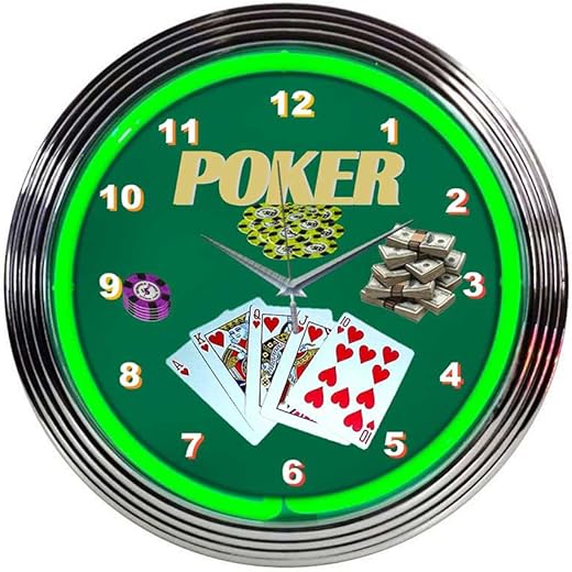 Neonetics Bar and Game Room Poker Neon Wall Clock, 15-Inch