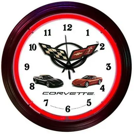 Neonetics Cars and Motorcycles Corvette C5 Neon Wall Clock, 15-Inch