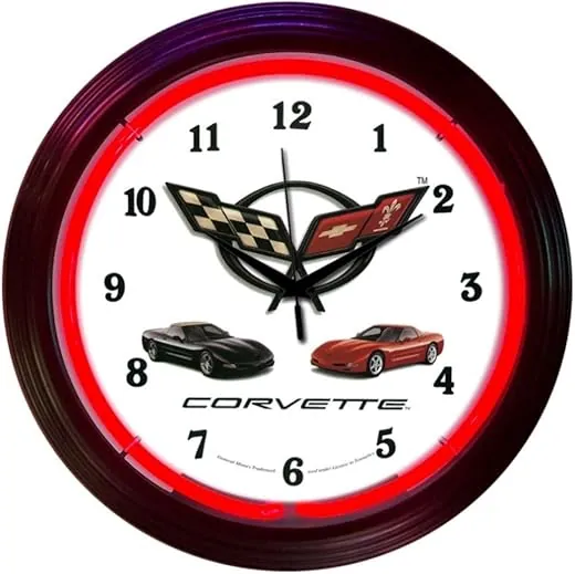 Neonetics Cars and Motorcycles Corvette C5 Neon Wall Clock, 15-Inch