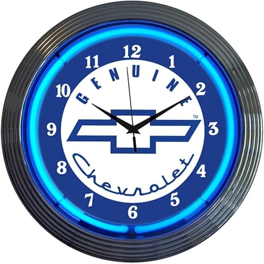 Neonetics Cars and Motorcycles Genuine Chevrolet Neon Wall Clock, 15-Inch, Blue Chevy