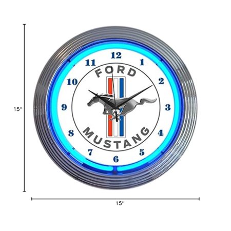 Neonetics Ford Mustang Blue Neon Wall Clock, 15