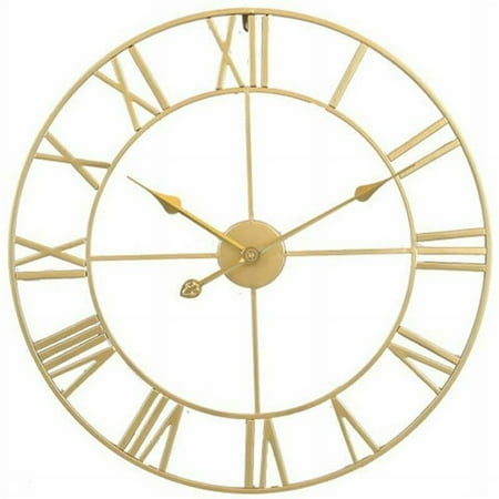 NeveLance Large Retro Iron Wall Clock Round Silent Battery Operated Numerals Vintage Style Living Room Decor