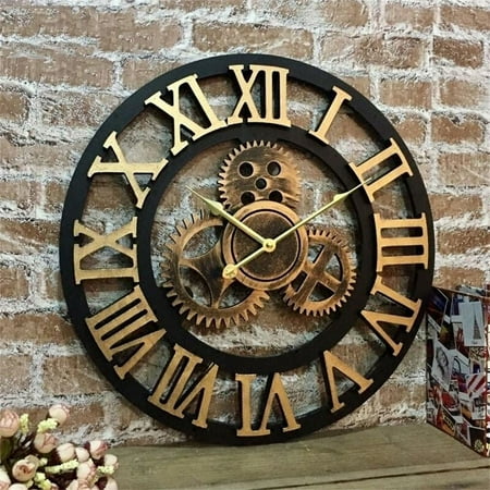 NeveLance Silent 3D Style Retro Creative Wall Clock Industrial Gear Art Personality Living Room Decoration Clock 30cm