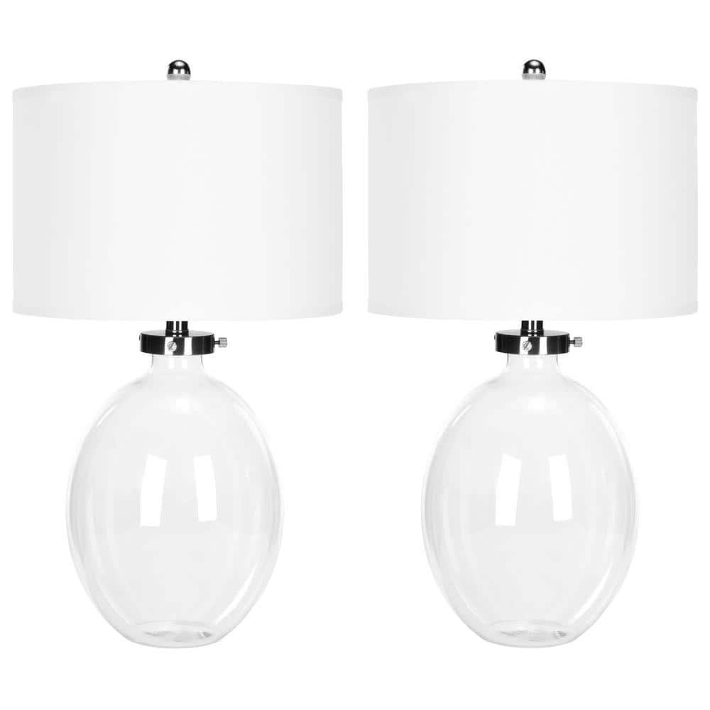 Neville 26 in. Clear Glass Table Lamp with White Shade (Set of...
