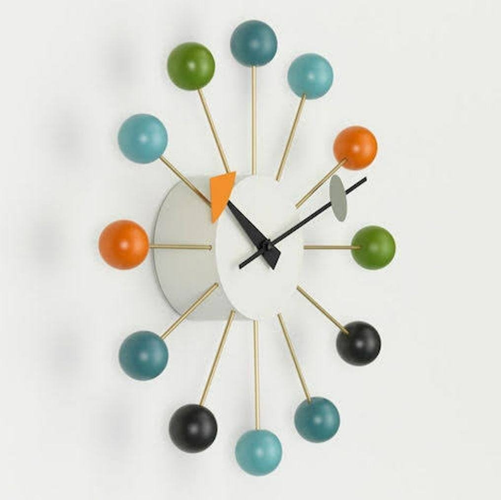 New Contemporary Modern Retro Multi colored George Nelson Ball Wall Clock 18"