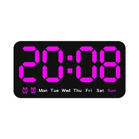 New DST 12/24H Home Temperature Date Digital LED Clocks Display Table Clock Wall-mounted Electronic Wall Clock PURPLE