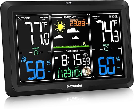 Newentor Weather Station Wireless Indoor Outdoor, Indoor Outdoor Thermometer Wireless, 7.5