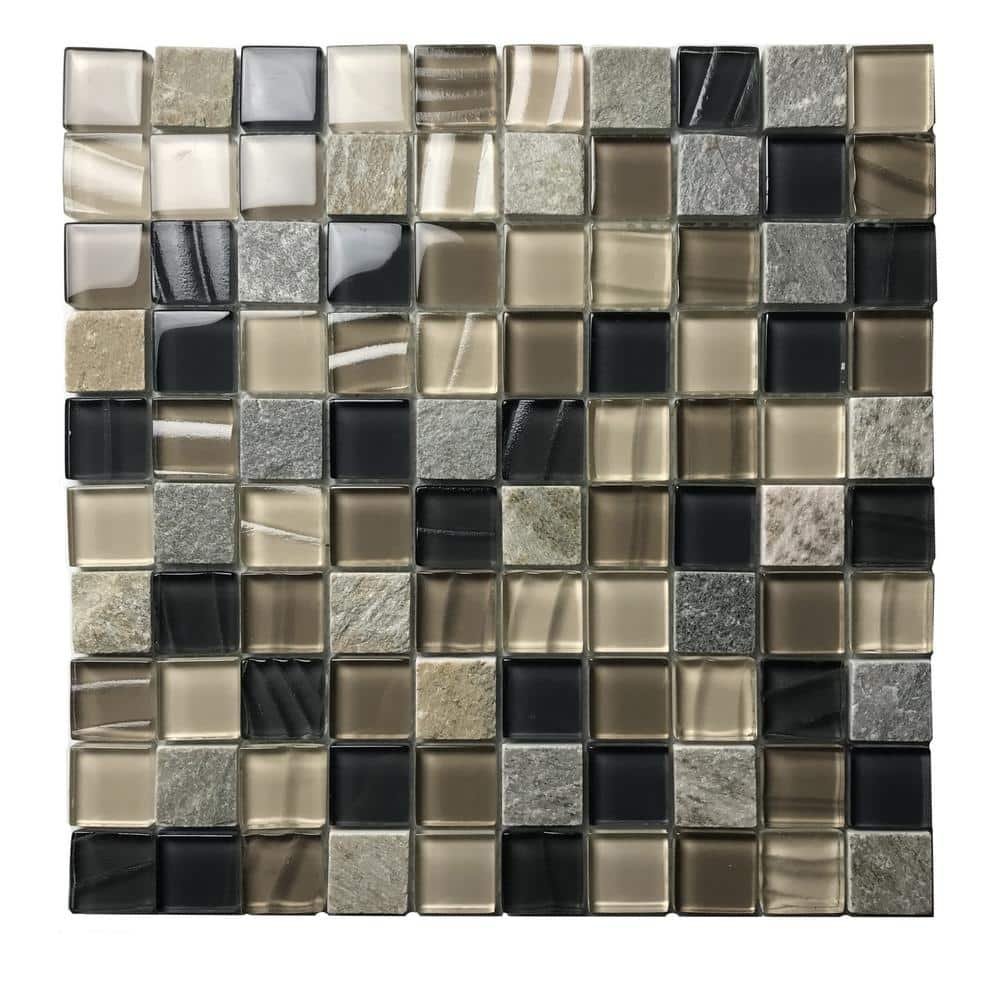 New Era Cream Beige 1 in. x 1 in. Square Glass and...