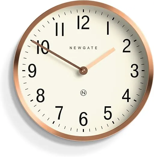 NEWGATE® Master Edwards Wall Clock - Metal Clock - Analog Wall Clock - Mid-Century Clock - Kitchen Wall Clocks - Round Wall Clock - Easy to Read - British Design (Copper)