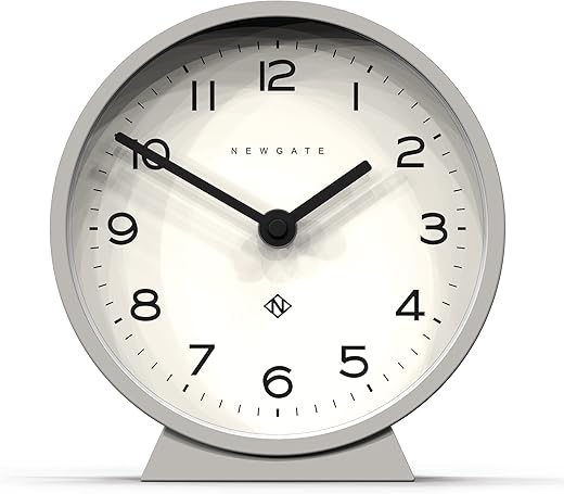 NEWGATE® M Mantel Silent Sweep Mantel Clock - 'No Tick' - A Modern Tabletop Clock - Small Clock - Living Room Clock - Office Clock - Desk Clock - Minimalist Dial (Posh Gray)