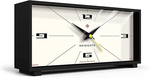 NEWGATE® Thunderbird Silent Sweep Mantel Clock - No Tick Noise - Mid-Century Modern Mantel Clock - Living Room Clock - Office Clock - Desk Clock - Designer Clock (Cream)