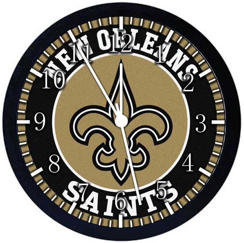 New Orleans Saints Wall Clock 12" Large Personalized option adding names E441