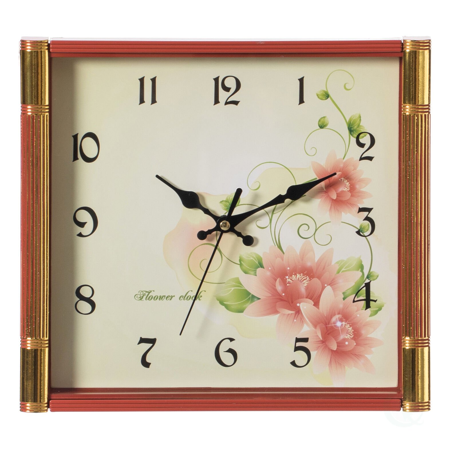 New Unique Modern Square Shaped Wall Clock With Floral Design