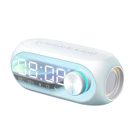 NGHnuifg S8 5.0 Speaker Alarm Clock Night Light Multiple Play Modes LED Display 360° Surround 3D Stereo 1400mAh Vintage Control Push to Talk Wireless for Kids