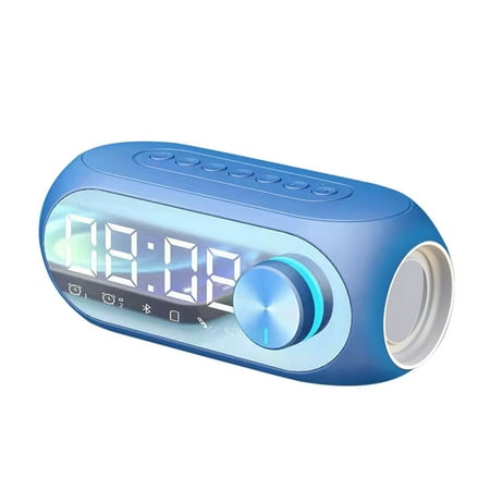 NGHnuifg S8 5.0 Speaker Alarm Clock Night Light Multiple Play Modes LED Display 360° Surround 3D Stereo 1400mAh Vintage Retro Portable Weather with Same Marine