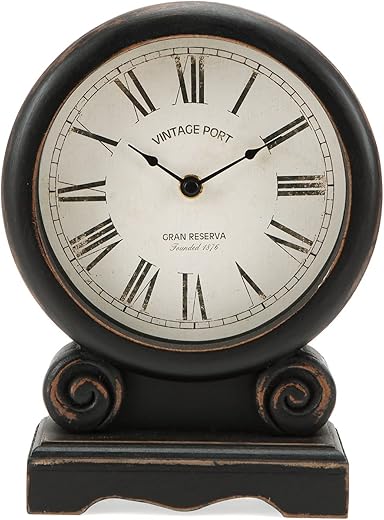 NIKKY HOME Mantel Clock, Retro Desk Clock Silent-Non-Ticking Battery Operated Wooden Mantel Clock for Living Room, Bedroom, Shelf Decoration, Fireplace, Farmhouse Decor