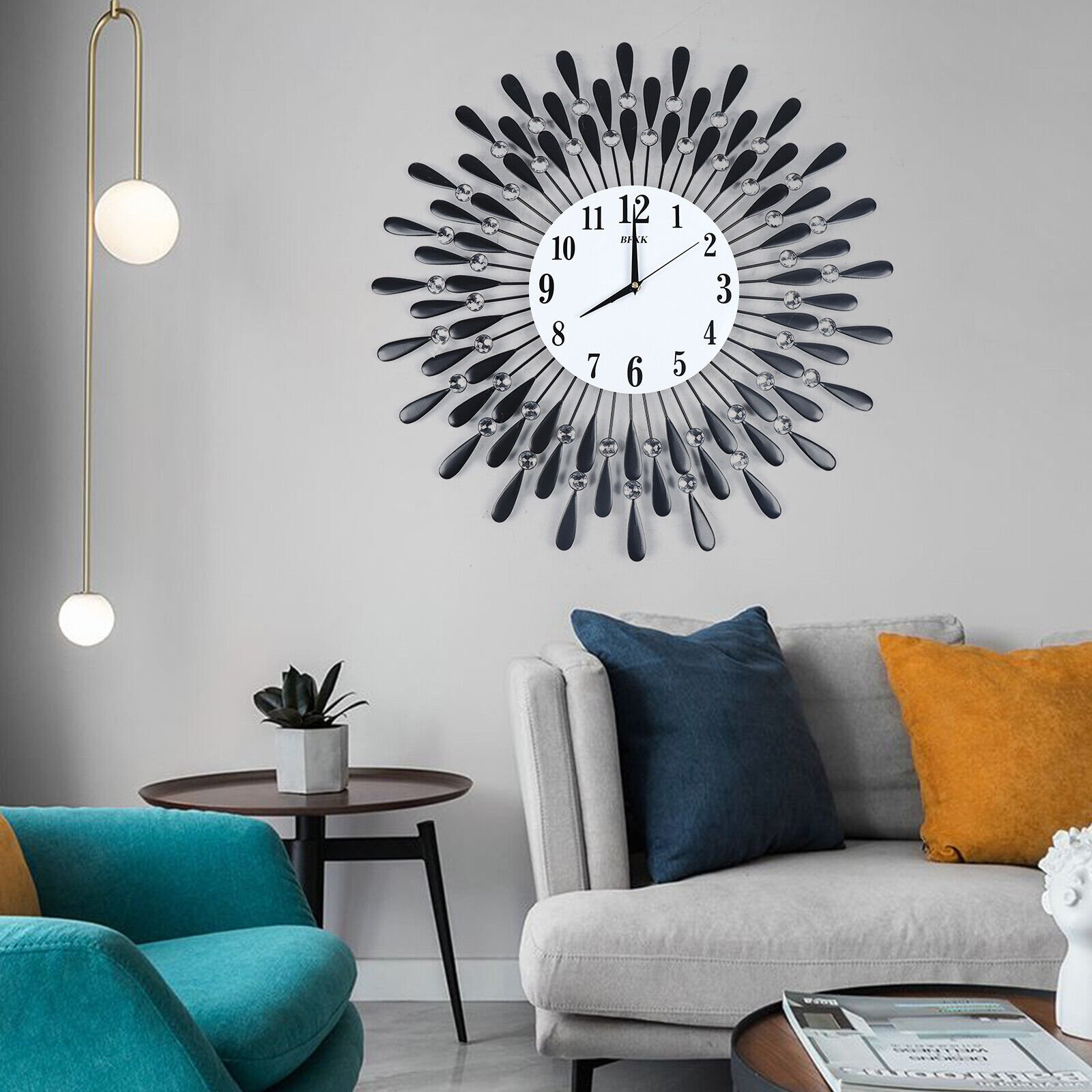 Nordic 3D Luxury Large Art Wall Clock 12-Hour Metal Watch Living Room Home Decor