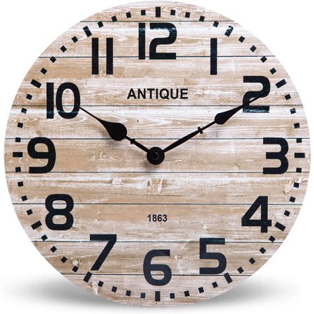 Nordic Living Room Retro Distressed Wall Clock Home Wooden round Clock Restaurant Horizontal Mute Wall Clocks Creative Pocket Watch