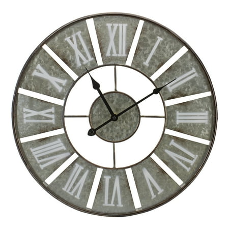 Northlight 18 Round Galvanized Metal Roman Numeral Wall Clock