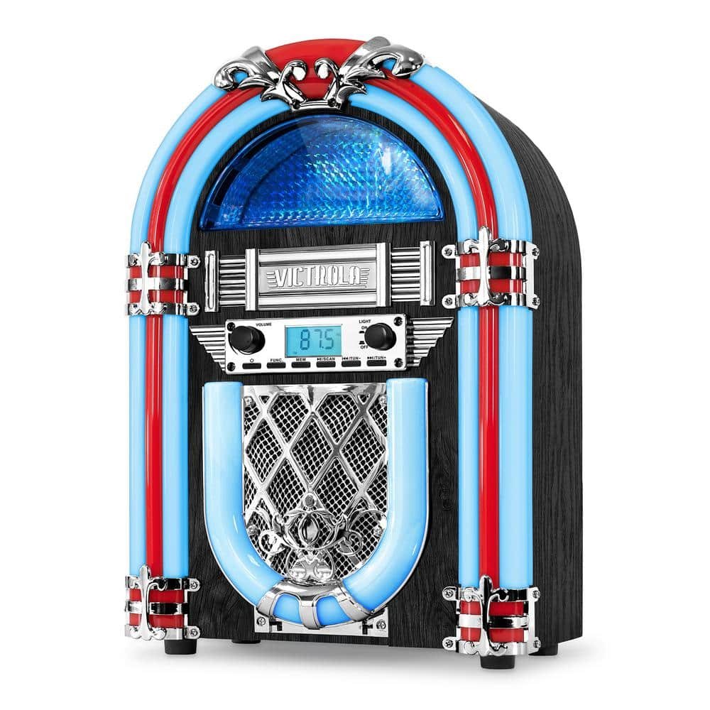 Nostalgic Wood Countertop Jukebox with Built-in Bluetooth