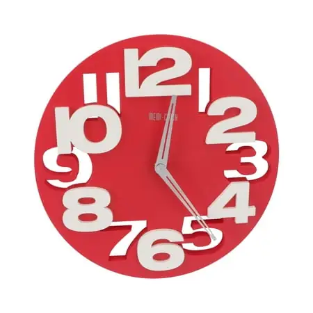 Novelty Hollow-out 3D Big Digits Kitchen Home Office Decor Round Shaped Wall Clock Art Clock (Red)