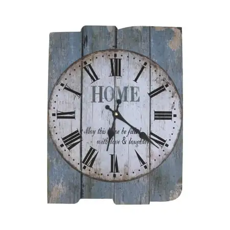 NUOLUX Square Rustic Wooden Clock Farmhouse Worn Decorative Roman Numeral Wall Clock Shabby Chic and DIY Home Decor Accents for the Kitchen Living Room and Bedroom Battery Operated