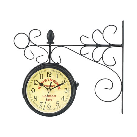 NUOLUX Vintage Style Wall Clock Decorative Hanging Clock Double-side Iron Clock