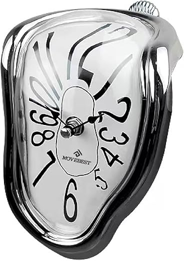 NUOVO Melting Clock Salvador Dali Clock Novelty Creative Clock Shelf Clock Desk Table Clock Personality Clock Funny Clock Modern Decorative Gift Clock for Home Office Arabic Numerals Silver