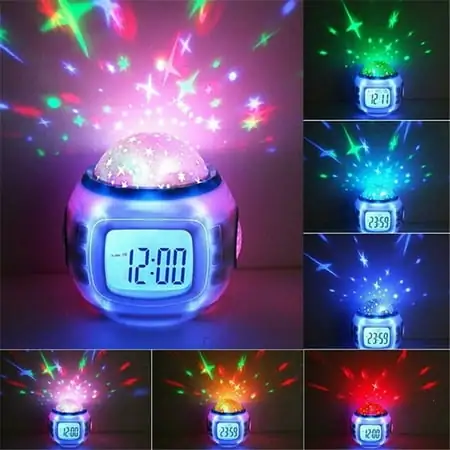 Lzvxtym LED Projector Night Light, Digital Alarm Clock With Music LED Star Sky Lamp Bedroom Room Decor For Kids Christmas Gift