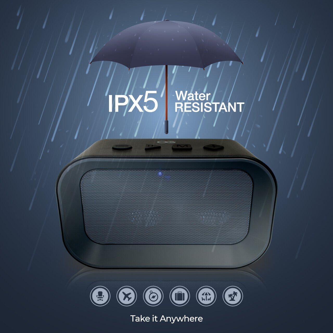 OG Bluetooth Speaker Wireless Waterproof Hi-Fi Sound-Dual drive/LED Alarm Clock