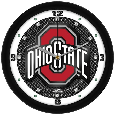 Ohio State Buckeyes 11.5'' Suntime Premium Glass Face Carbon Fiber Wall Clock