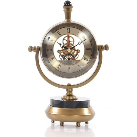 Old Modern Handicrafts Brass Table Clock - Timepiece Elegance: Brass Table Clock with Clear Faceplate - A Graceful Addition to Your Home Décor - 3.8L x 8.0W x 16.3H Inches