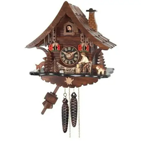 One Day Cuckoo Clock Cottage with Man Chopping Wood