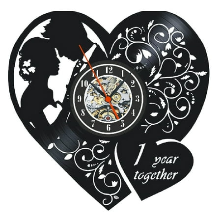 On Sale Jiikun Clock,Made of rubber, durable, beautiful and practical!,Usb Black Modern Design Wall Clock Retro Vinyl Record Wall Clock Heart