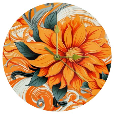 Oranges Round Acrylic 9.8 Inch Silent Non Ticking Battery Powered Wall Clock for Kitchen Bedroom Living Room Office, etc.